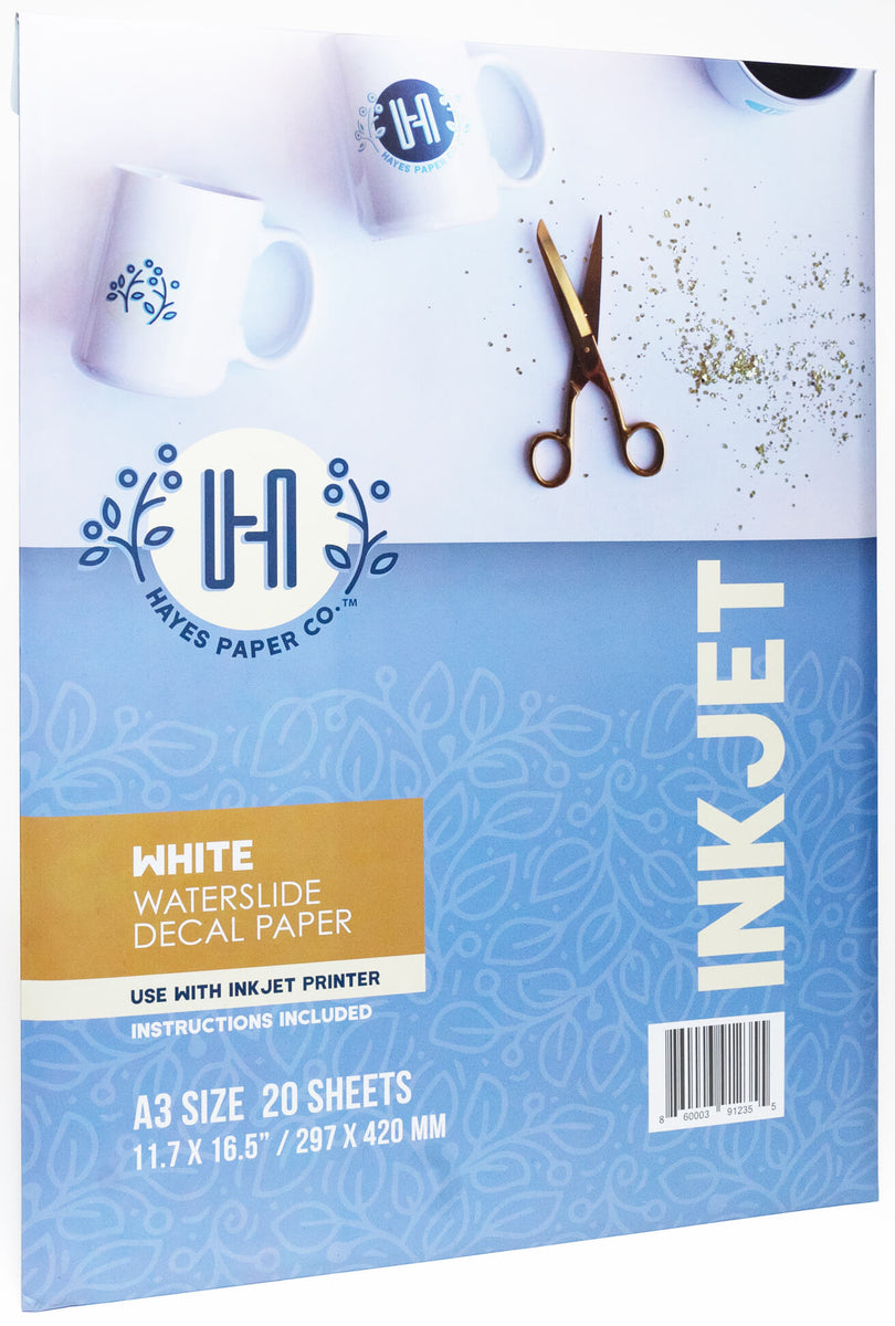 Hayes Paper Co White Inkjet Waterslide Decal Paper