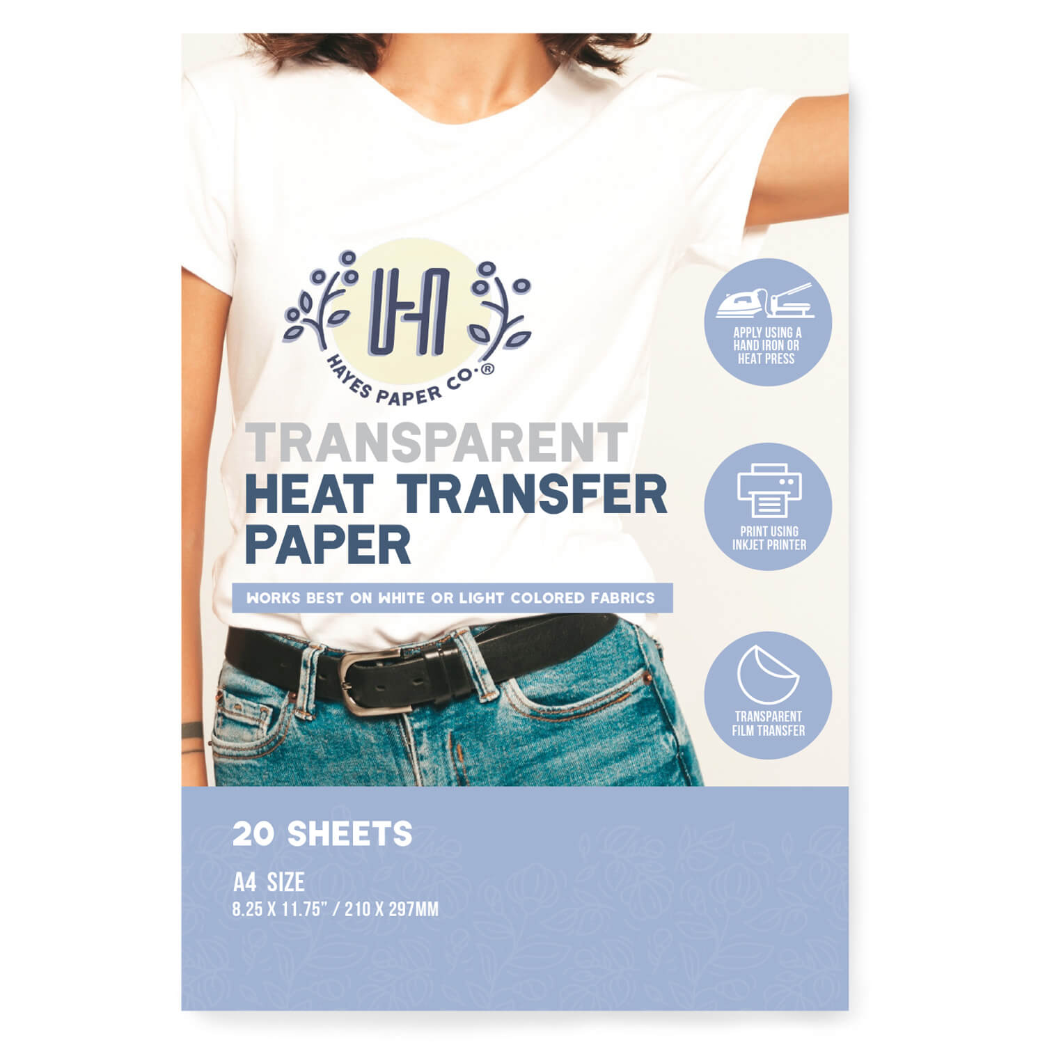 Hayes Paper Co.® Transparent Heat Transfer Paper |Apply to Fabrics