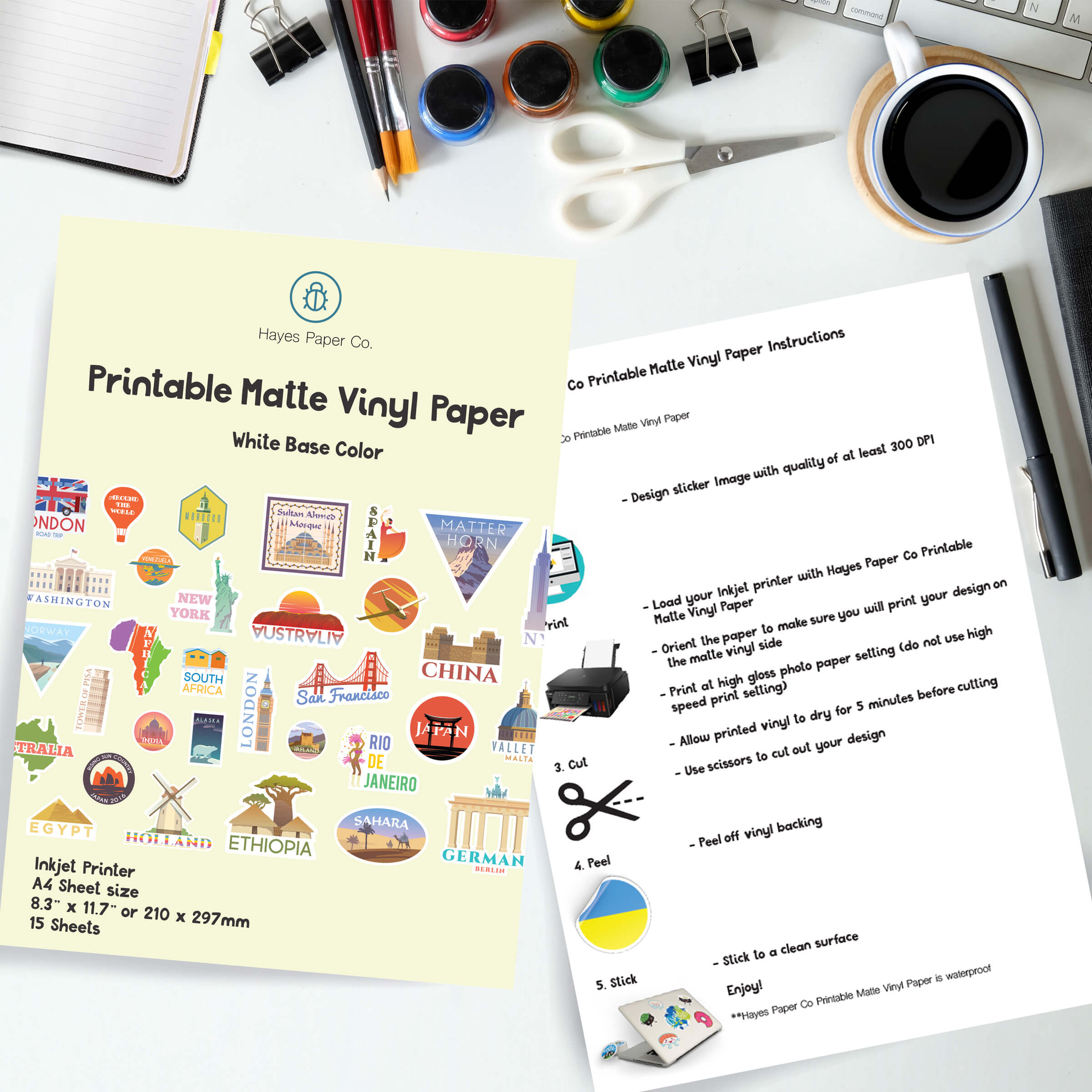 Hayes Paper Co.® Matte White Vinyl Paper