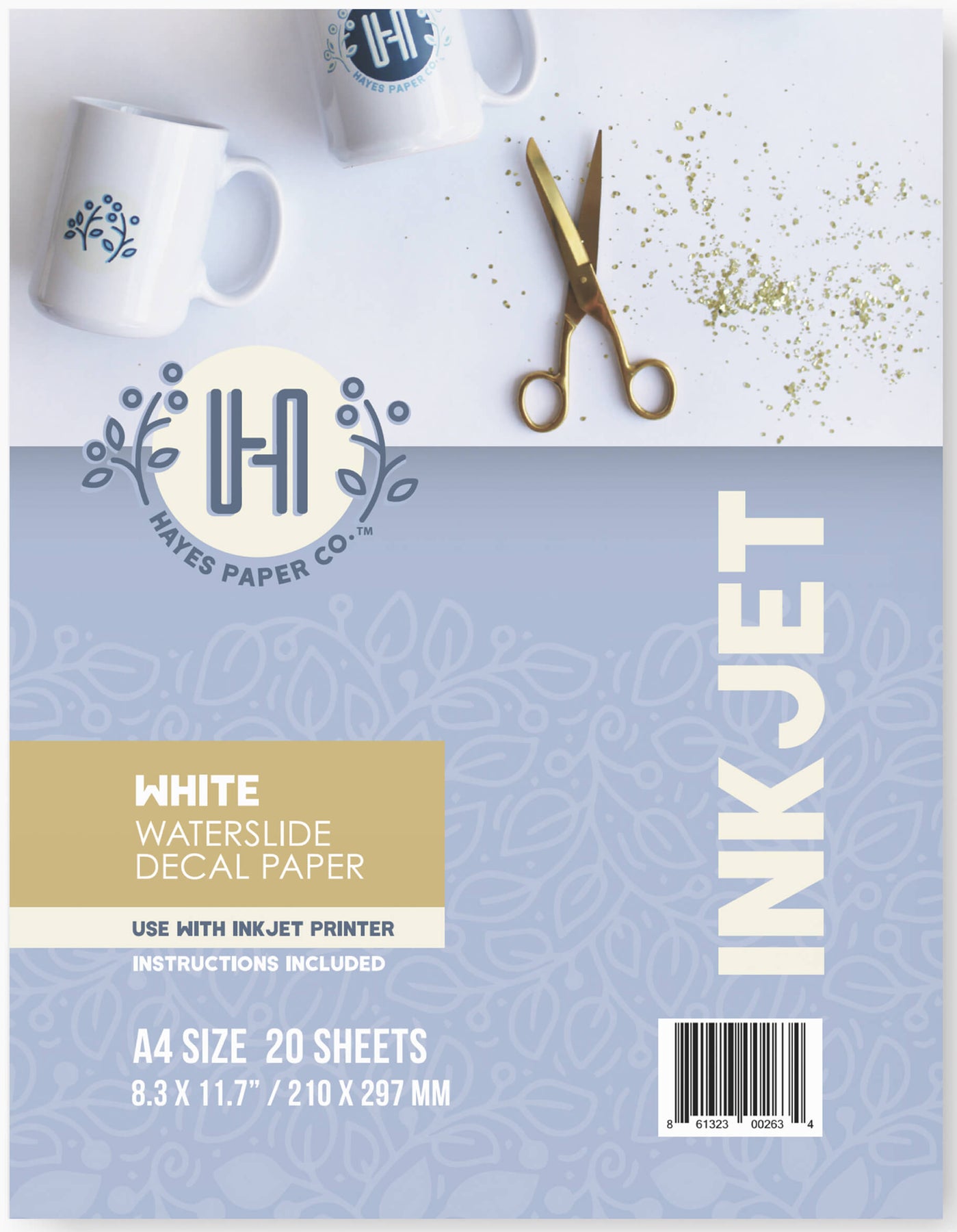Printable Matte Vinyl Sticker Paper by Hayes Paper Co, A4 size, 15 Sheets, Size: A4 Paper 8.25 x 11.75, White