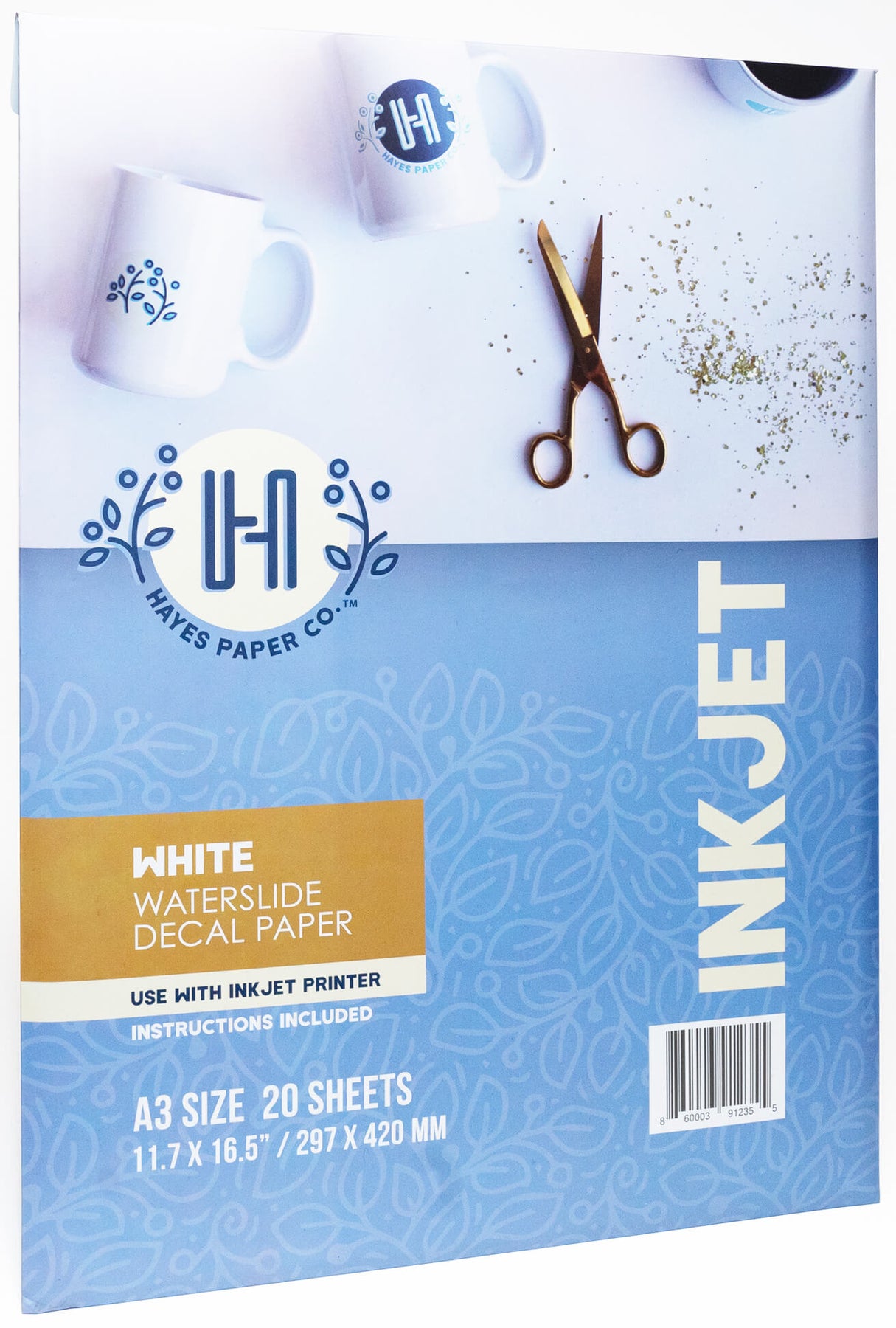 Hayes Paper, Waterslide Decal Paper Inkjet Clear 20 Sheets Premium Water-Slide Transfer Transparent, Printable, A4 Size