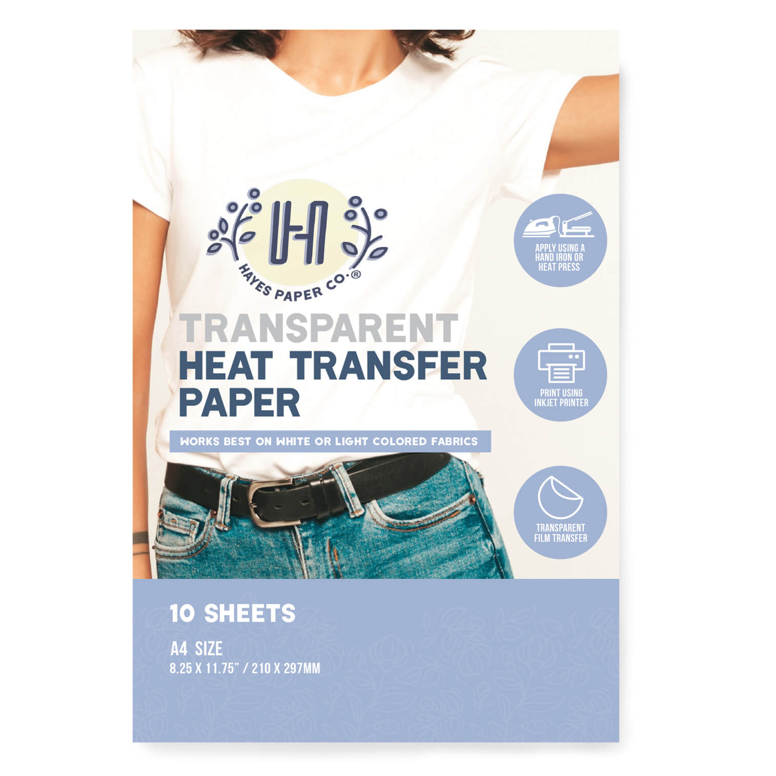 Hayes Paper Co.® Transparent Heat Transfer Paper |Apply to Fabrics