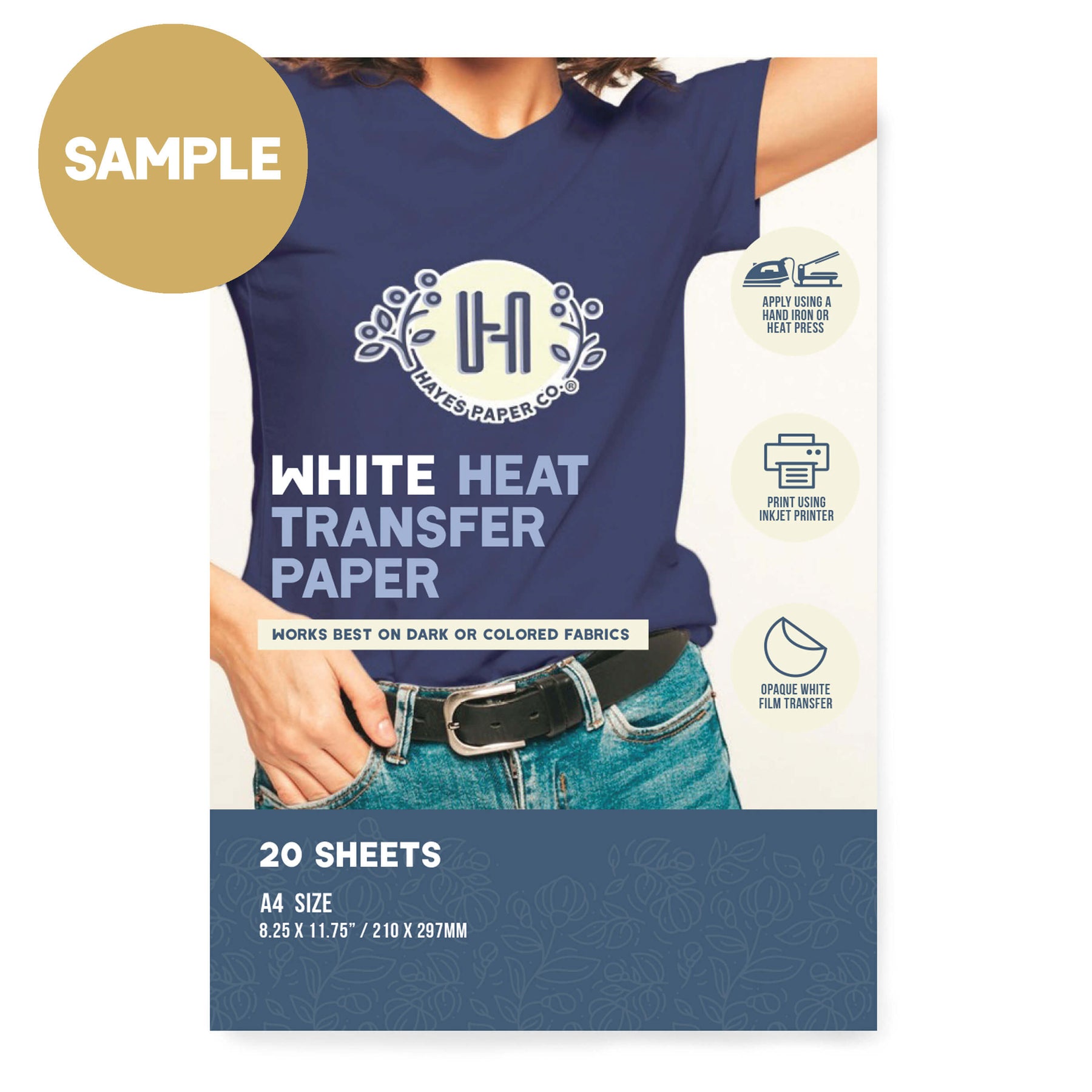 Hayes Paper Co® Heat Transfer Samples White or Transparent Sample