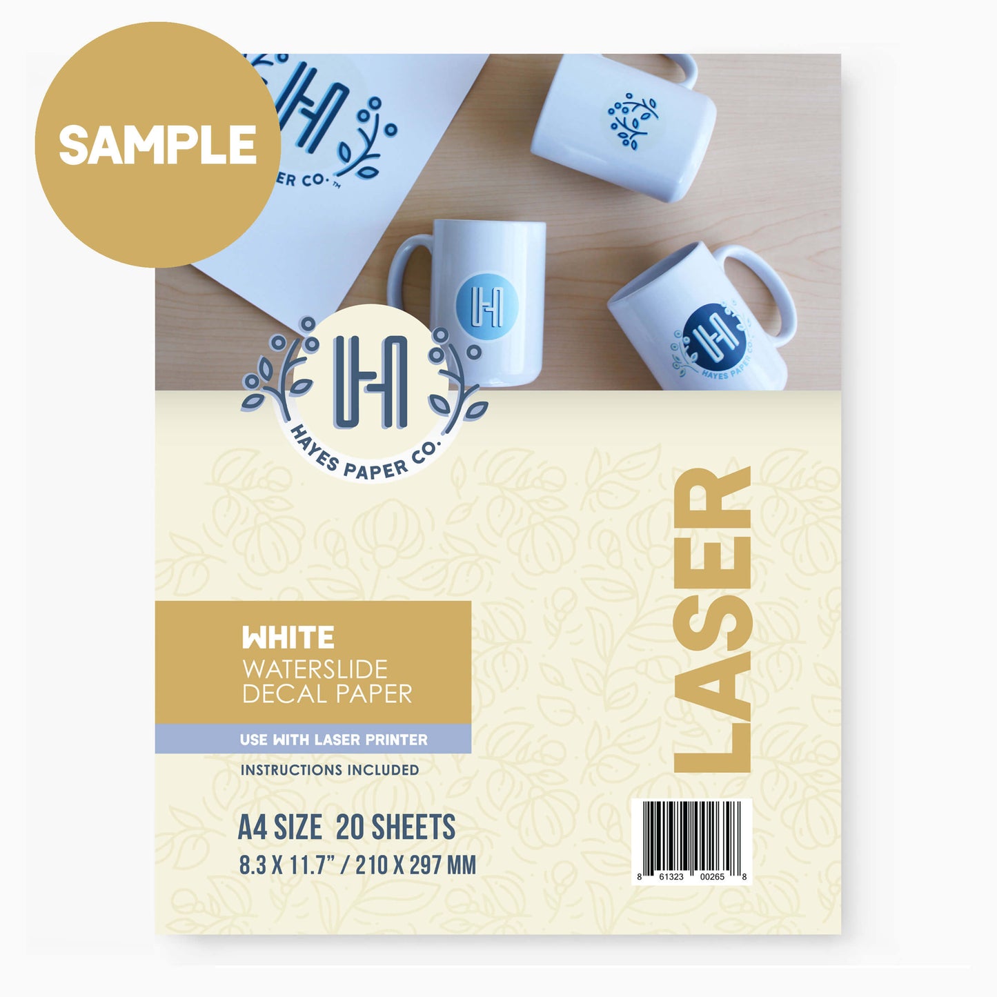 Hayes Paper Co, Waterslide decal paper, decal paper, decal paper sample, laser white sample, 1 sheet