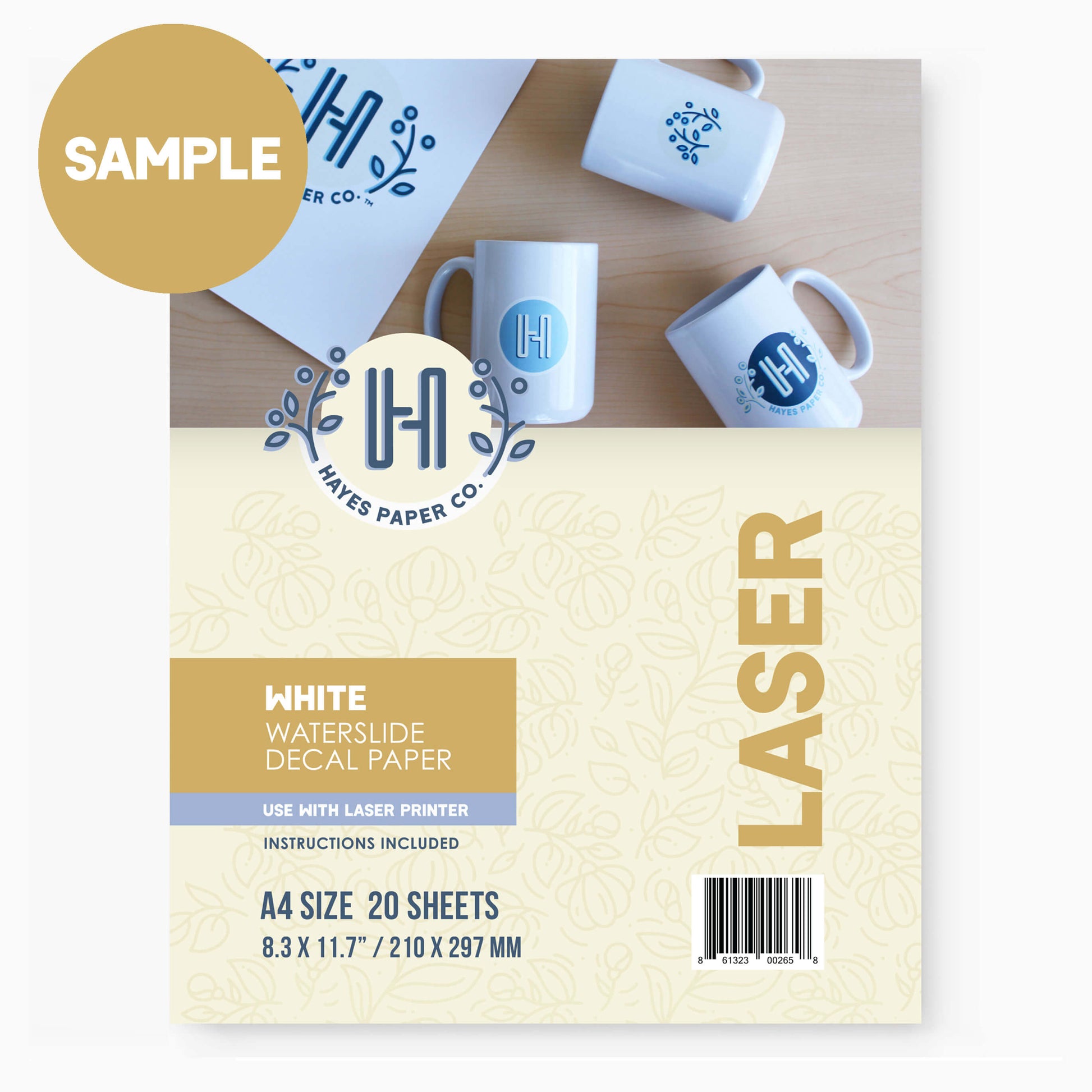 Hayes Paper Co, Waterslide decal paper, decal paper, decal paper sample, laser white sample, 1 sheet